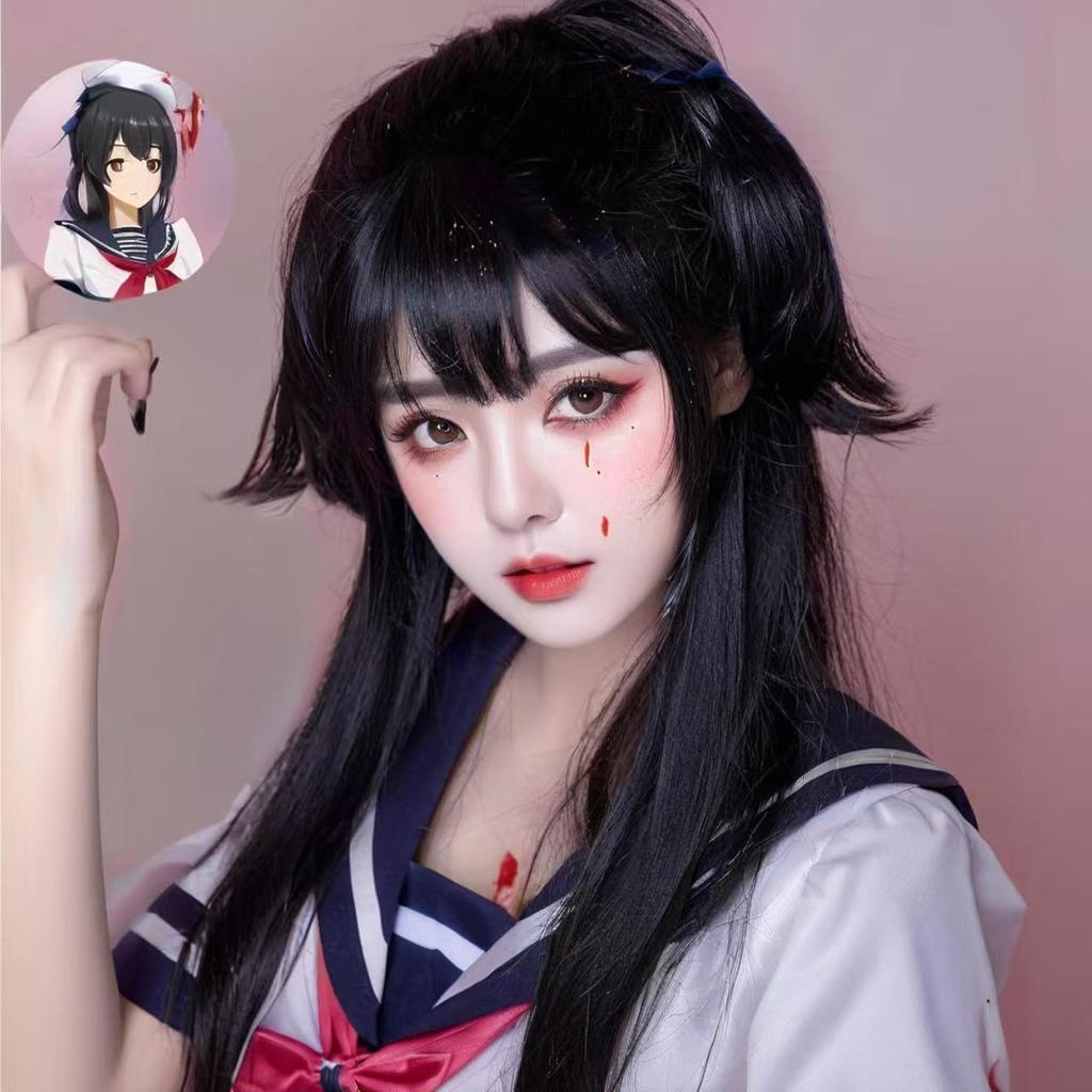 Halloween Party Girl's Navy Blue Sailor Skirt Pantyhose Loli Black Leather Shoes Yandere Simulator Ayano Aishi Cosplay Costume