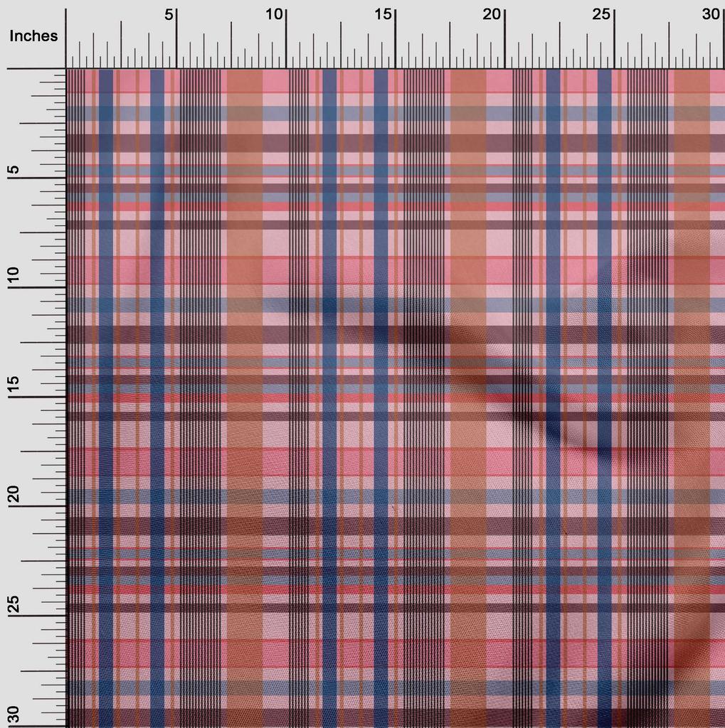 oneOone Cotton Flex Fabric Madras Check Decor Fabric Printed BTY 40 Inch