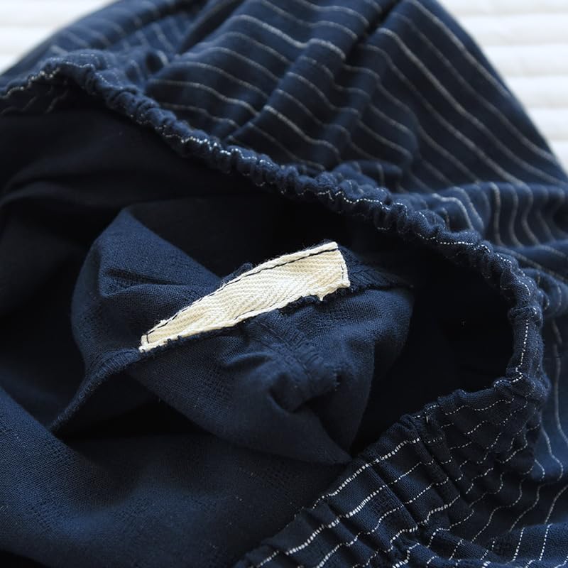 Jinbei Yukata Cotton Pajamas Double Gauze Jinbei Top and Bottom Set Double Gauze Sleeve Front Opening Jinbei Set Breathable Sweat Absorbent Samue