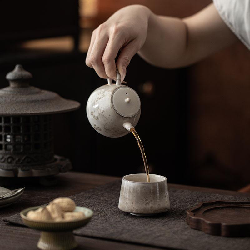 170ml Vintage Tea Pot Ink And Wash Zhi Ye Wood-fired Porcelain Teapot Handmade Pot Tea Brewing Tea Maker Tea Ceremony