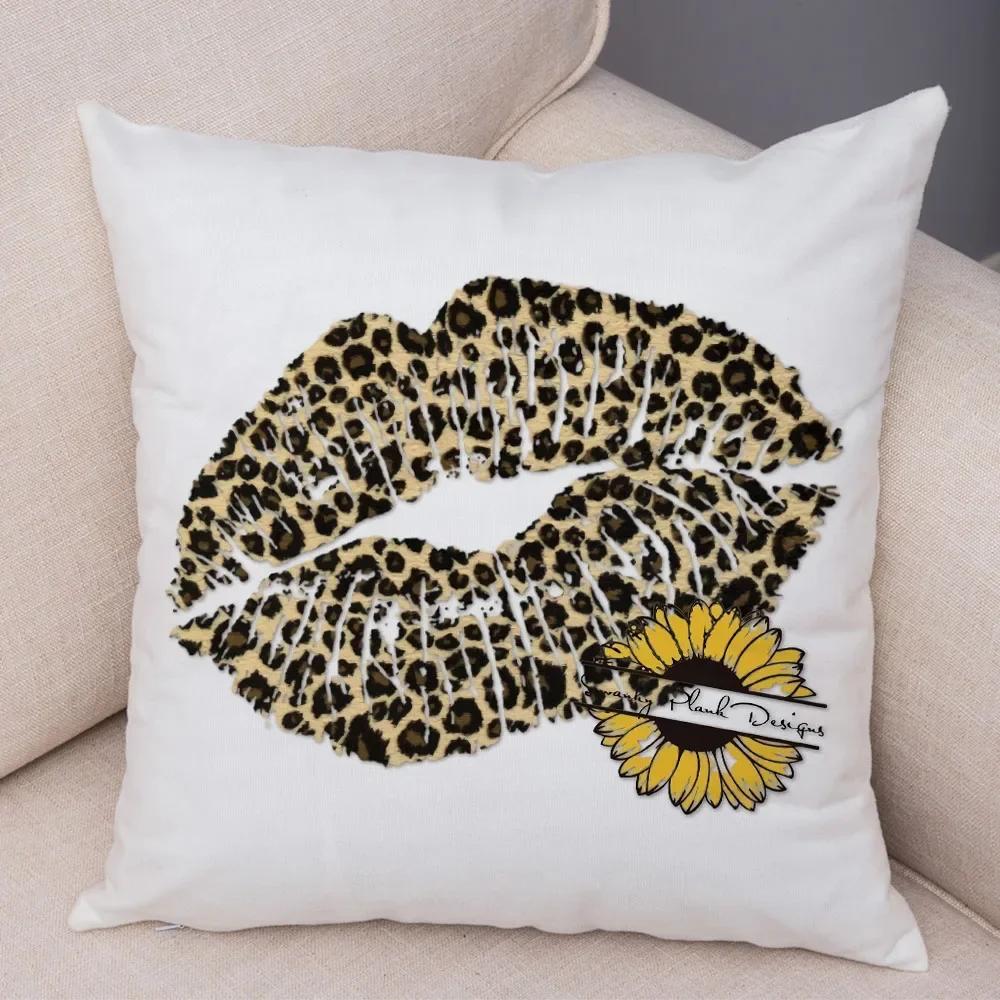 Funda de almohada de labios sexy para mujer, decoración de sofá, hogar, coche, funda de cojín con estampado de pintalabios de dibujos animados