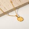 Ins Trendy French Style Women Sweater Chain Jewelry Necklaces Stainless Steel Body Sketch Square Pendant Necklace