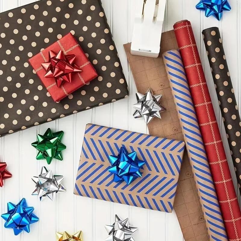 Small Star Bows Self-adhesive Star Flower Ribbon Star Bows for Holiday Christmas Birthday Party Decoration Gift Wrapping