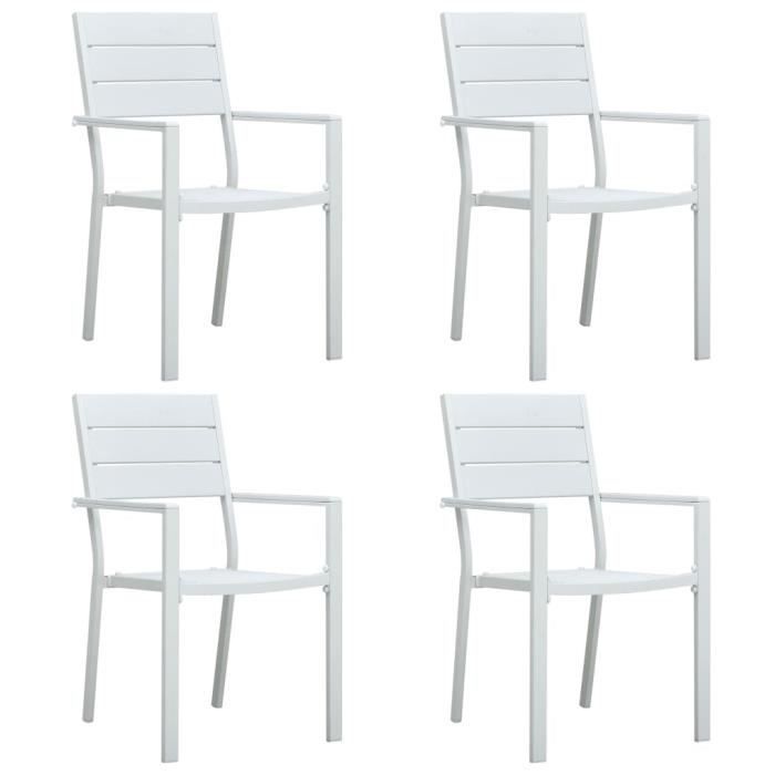 Chaise de jardin - VIDAXL - 4 pcs - Blanc - PEHD - Aspect bois massif - Durable