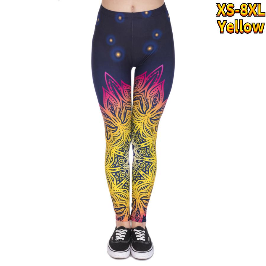 

Жіночі сині легінси для йоги з принтом синього дерева. Штани для занять спортом 8XL жовтий