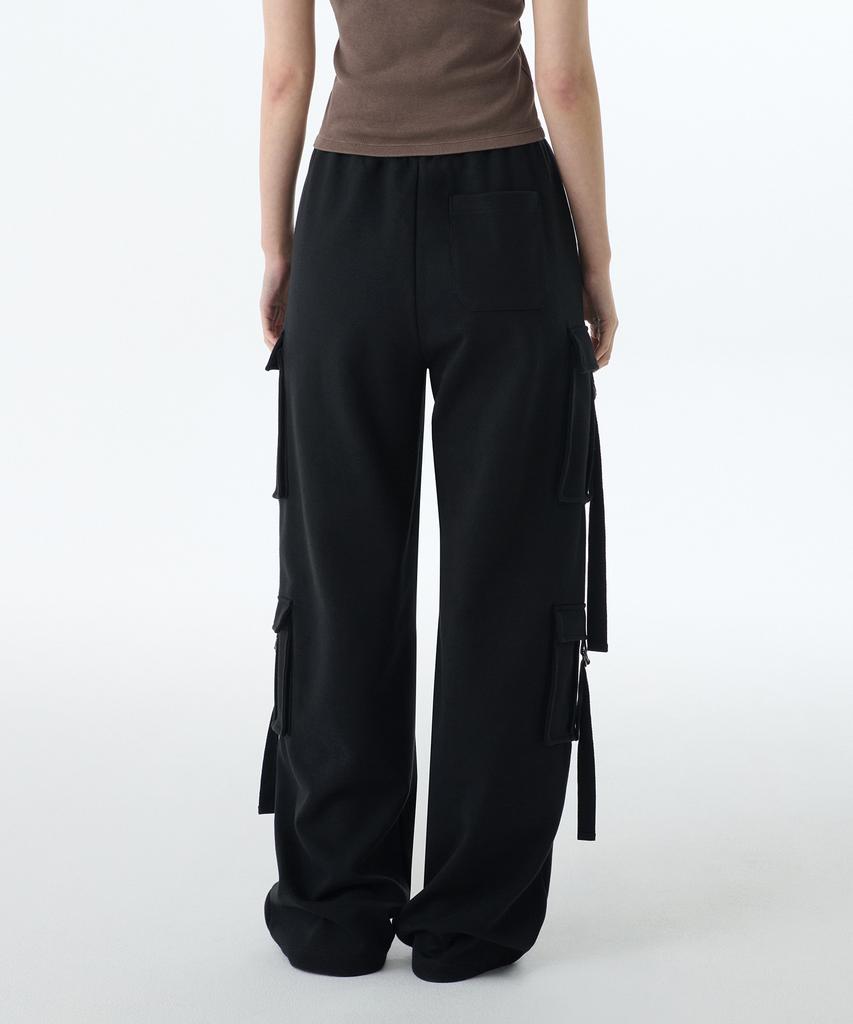 MUSINSA STANDARD WOMAN Women'S Double Knit Sweat Multi Cargo Pants [Black]