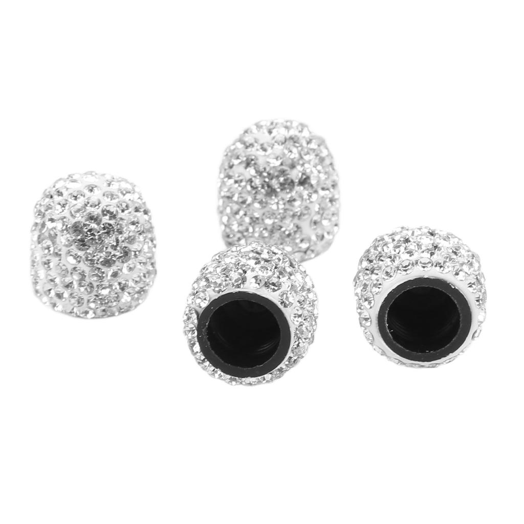 4 Pcs Bling Valve Stem Caps 15mm Stem Air Cover Tire Decoration Universal for Car MotorcycleSilver