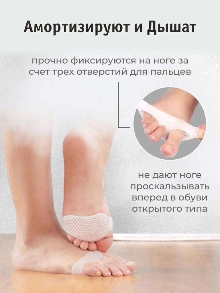 Silicone Forefoot Pads Gel Metatarsal Cushions Soft Breathable Foot Pain Relief Inserts for Plantar Protection and Pressure Distribution