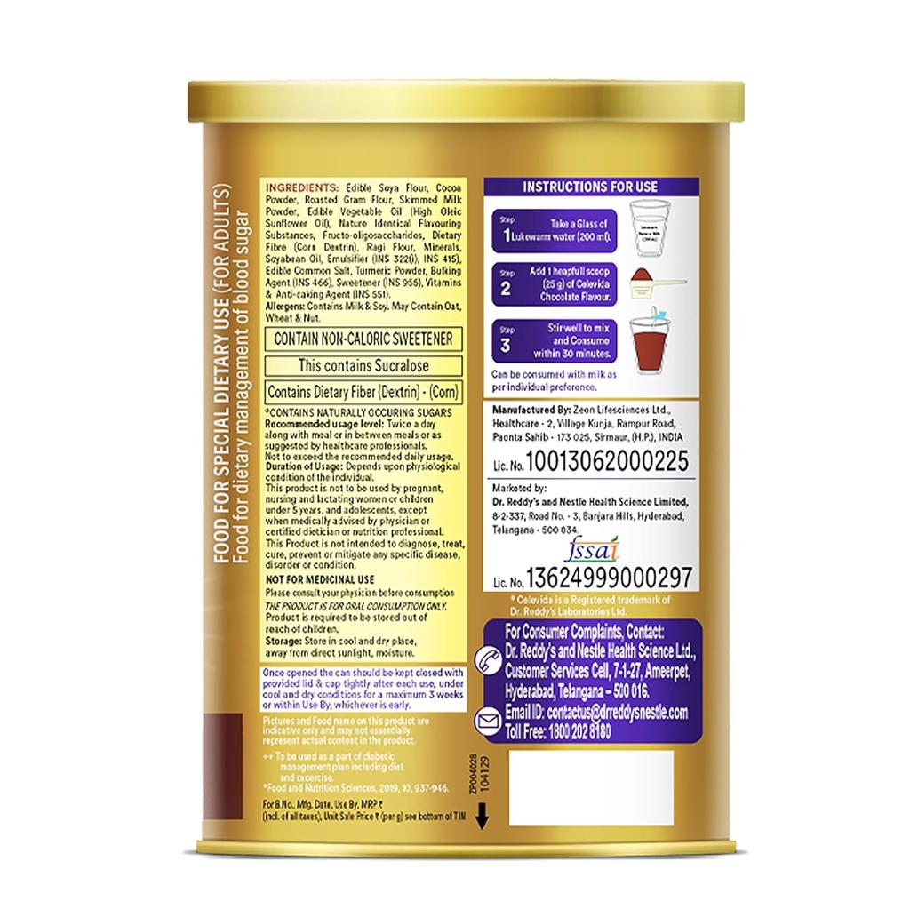 Dr. Reddy’s Celevida Protein Powder Chocolate 400gm Tin Pack Sugar-Free Plant-Based Nutrition