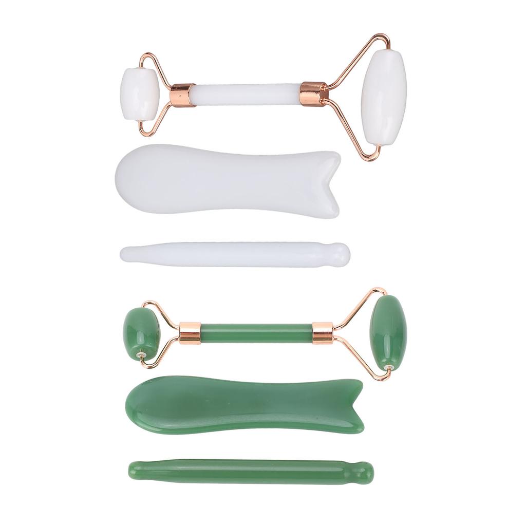 Jadestone Roller Massage Gua Sha Set Facial Manual Double Heads Jadestone Roller Massage Scraping Se