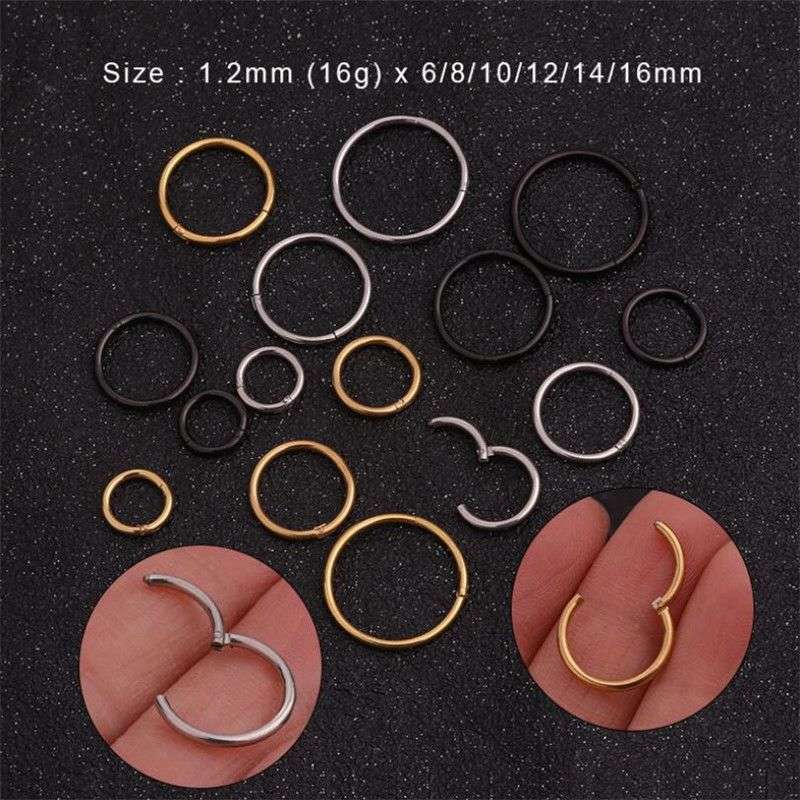 Anneau de nez simple euro-américain, Boucle d'oreille piercing cartilage cercle en acier inoxydable
