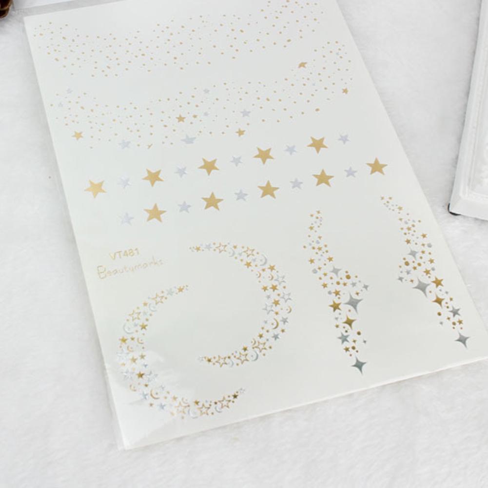 Life Beauty 2Pcs Waterproof Glitter Tattoo Metallic Gold Shiny Sticker Temporary Body Art