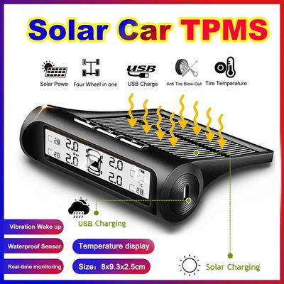 TPMS Solar Reifendrucksensor Auto Reifendrucküberwachungssystem mit 4 Rad externen Sensoren TMPS
