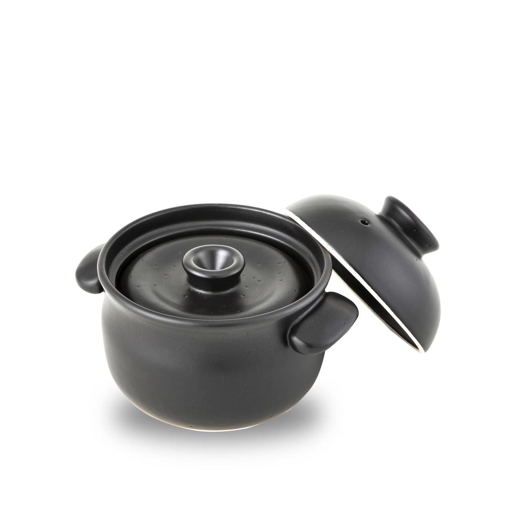 Taisei Kiln Banko Ware Clay Rice Cooker, 1-cup capacity, Black Made in Japan, Suitable for direct heat, microwave, dishwasher, and oven use Rice