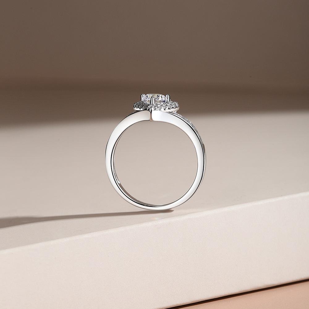Anello Pavé a Cuore in Moissanite da 0,5ct, Argento 925 da Donna, Regalo di Matrimonio di Alta Gamma