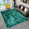 3D Cyan Green Circuit Board Gaming Carpet Non Slip Soft Easy Clean Ideal for Gamer Den Vacation Rental Perfect for Game Lovers