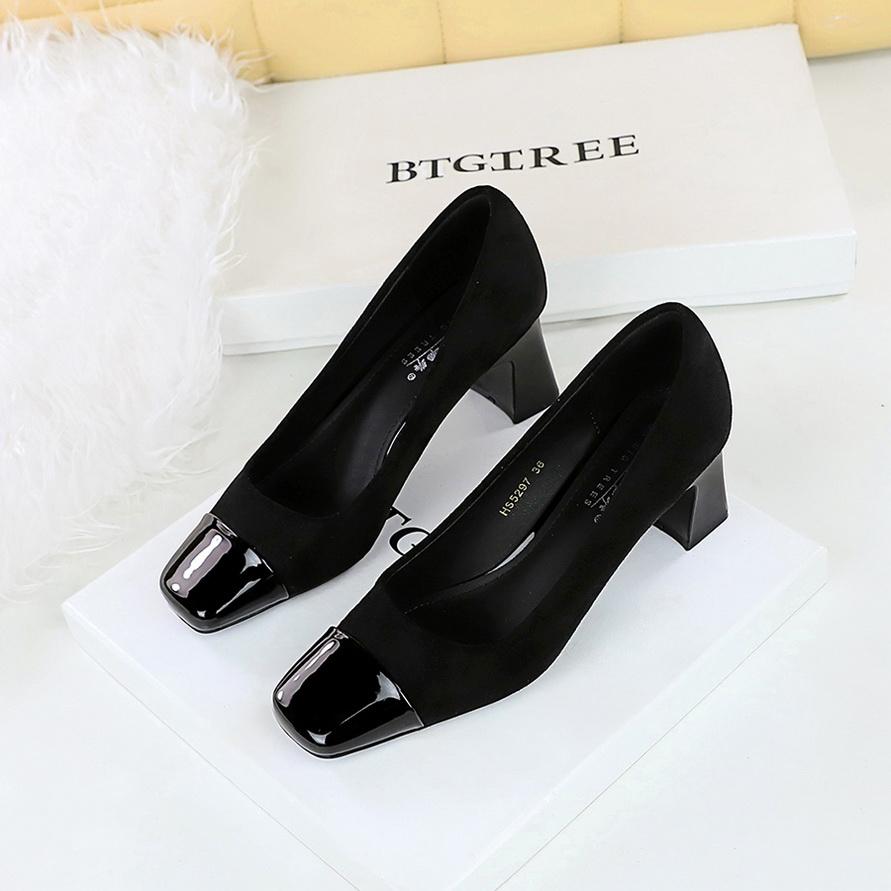 

Женские замшевые туфли с неглубокой горловиной, с цветными блоками, квадратным носком, на толстом каблуке средней высоты, с модным леопардовым принтом, для женщин 39 чёрный