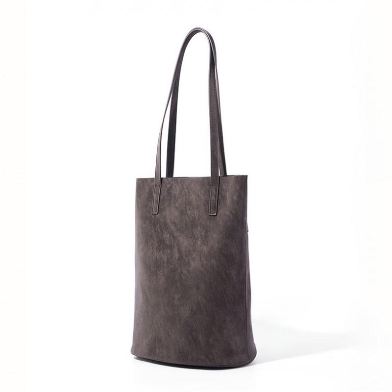 Same Lazy Bucket Bag Women's Genuine Leather Armpit Shoulder Retro Commuting Pearl Vegetable Tanned Cowhide