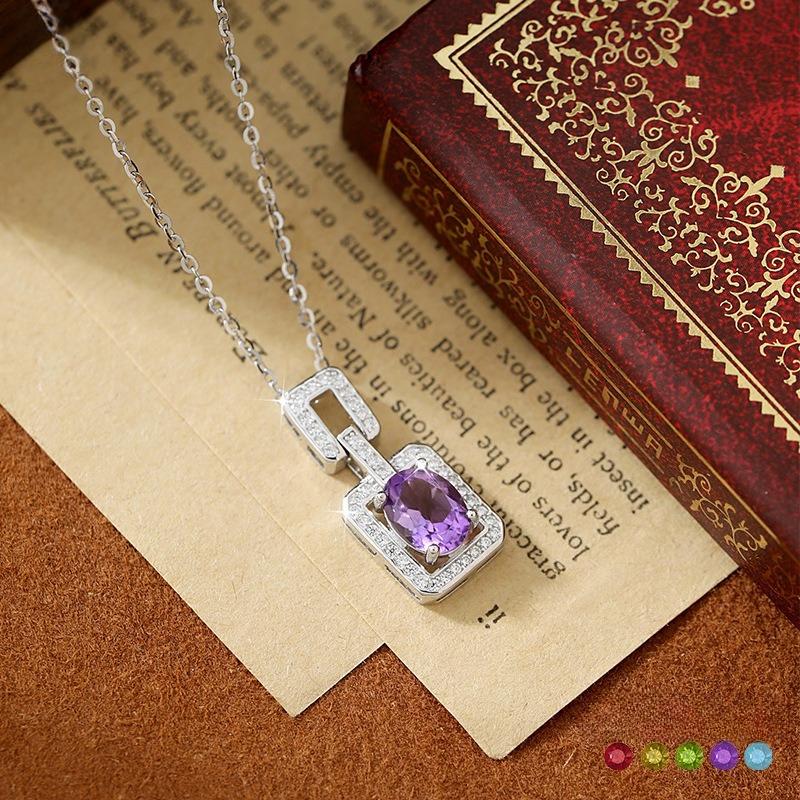 S925 Sterlingsilber Parfümflaschen-Halskette für Damen Europäischer und Amerikanischer Stil Luxuriös Hochwertig Natürlicher Kristall Mode Geschenk