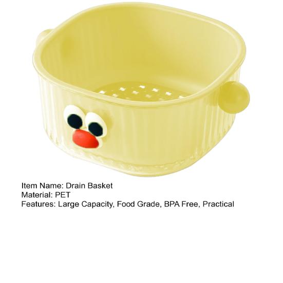 Drain Basket with Handle BPA Free Large Capacity Quick Drying Hollow Design Double Layer 2-in-1 Vegetable Fruit Washing Basket