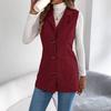 QICED Autumn and Winter Casual Single-breasted Suit Collar Corduroy Vest Jacket for Women