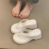 Sweet leopard print high-heeled flip-flops, elegant temperament with skirt, toe, thick bottom, cool slippers.