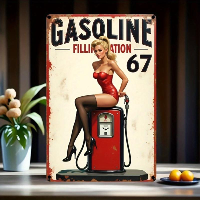 Lamiere Pin-Up Girl, Decorazione Metallica per Officina Garage 20x30cm