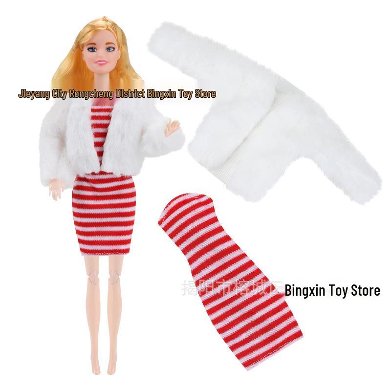 11-Inch Barbie Doll 3-Piece Fashion Set: Woolen Coat & Dress