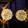 Year 20Cm Hanging Light Led Light Multiple Colors Rattan Ball Fairy Light String Waterproof Garden Holiday Gift