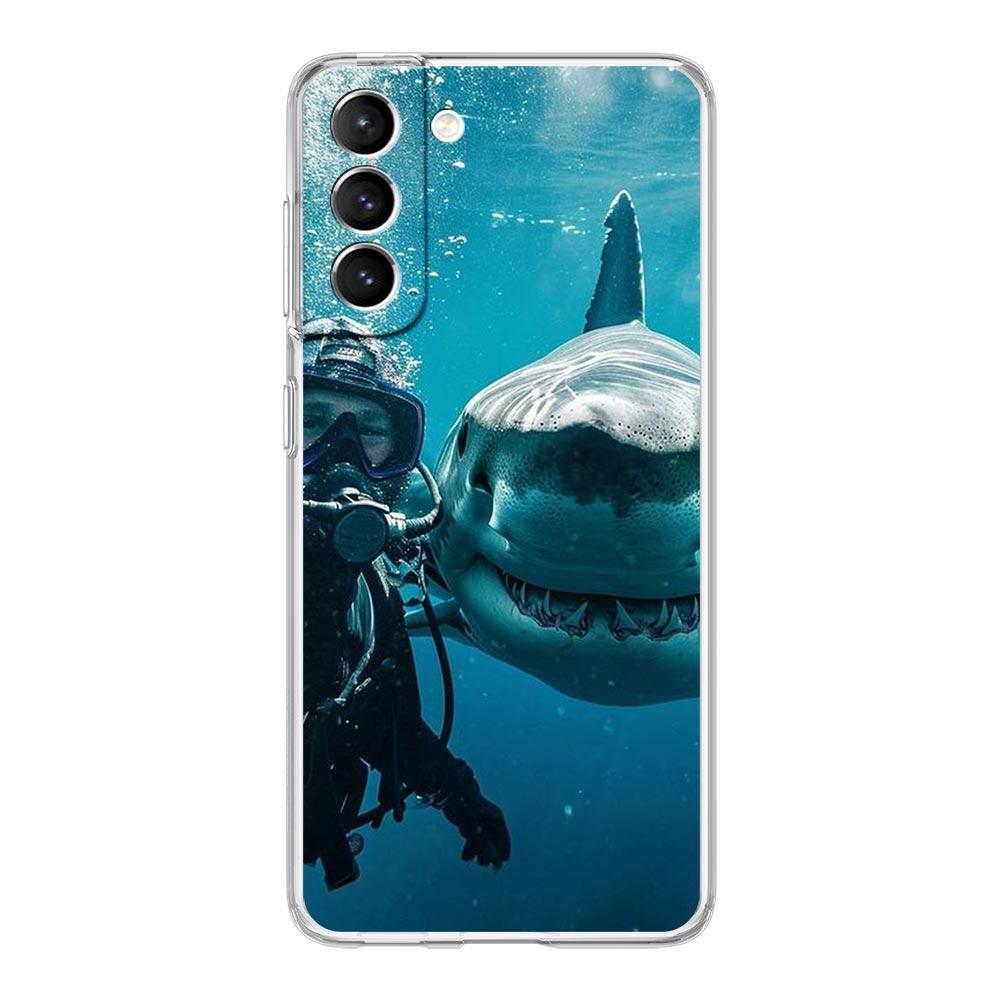 Phone Case For Samsung Galaxy S25 S24 S23 FE S22 Ultra S20 S21 5G S10 Plus S10E Soft Clear Cover Diver Diving