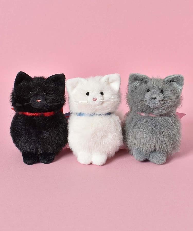 Bleu Bleuet Fluffy Cat Plush Stuffed Animal Toy, Mascot, Soothing, (White)