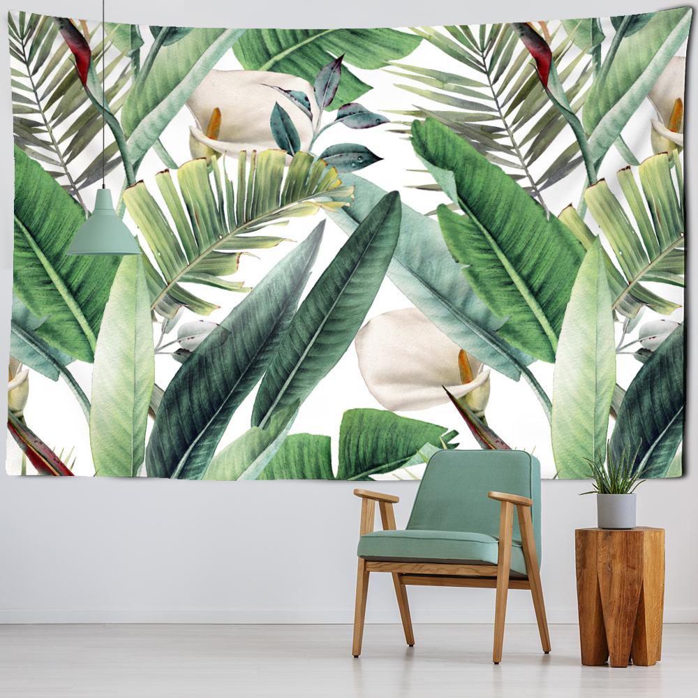 Customizable Palm Tree Tapestry Wall Hanging Tropical Leaves Floral Pattern Wall Beach Mat Animal Background Rug Tapestry