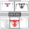 CHROME CRANE Ruffled Sexy Ribbon LW104 Women's See-Through T-Back Panties/Shorts (03.White)