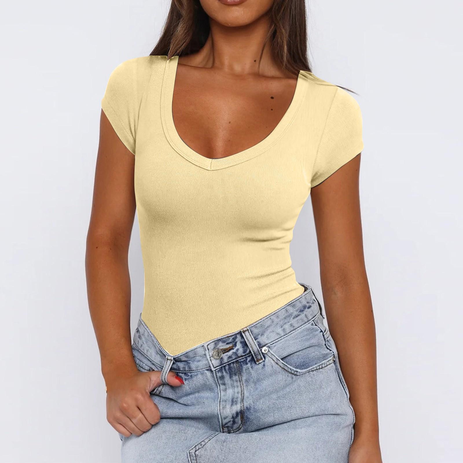 

Жіночий нитяний пуловер, однотонний універсальний сексуальний модний топ з короткими рукавами XL бежевий