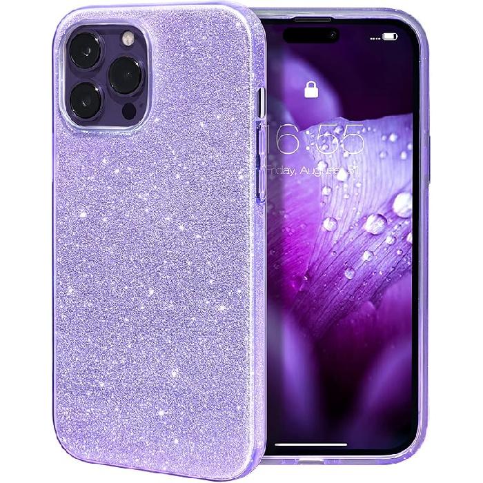 MILPROX Compatible with iPhone 14 Pro Max Case (2022), Glitter Sparkly Shiny Bling Rubber Gel Shell Cases 3 Layers Shockproof Protective Bumper Cover