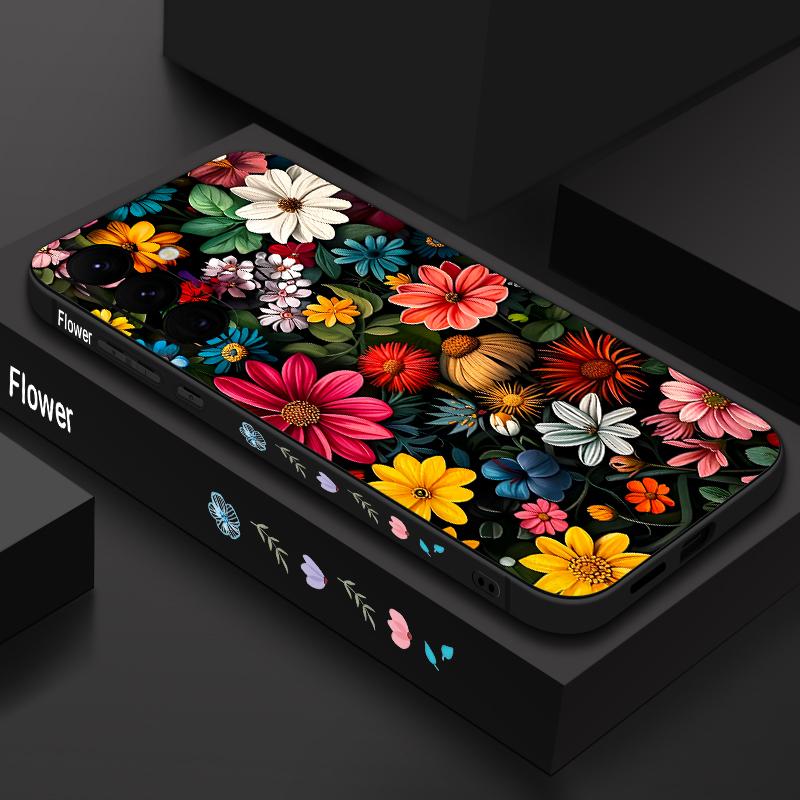 Colorful Flowers Pattern Case For Samsung Galaxy S26 S25 Ultra S24 S23 S22 Plus S21 FE A15 A16 A17 A35 A36 A54 A55 A56 5G Soft Cover