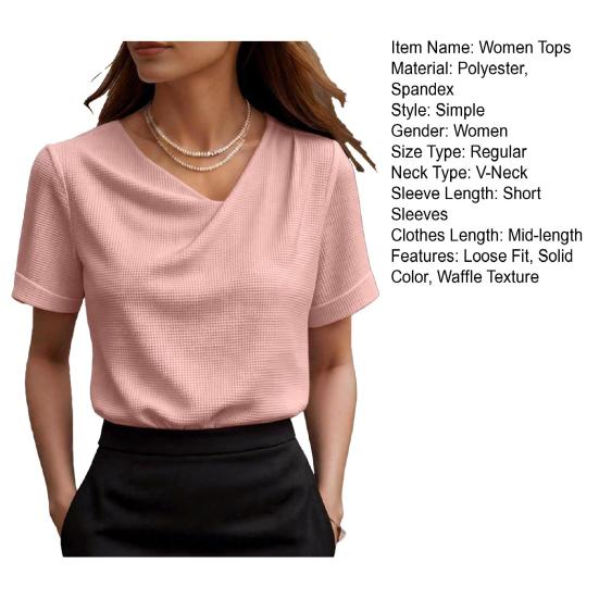 Damen Oberteile Slim Fit Kurzarm Überkreuz V-Ausschnitt Pullover Oberteile Einfarbige Weicher Stoff Sommer Shirt Täglich