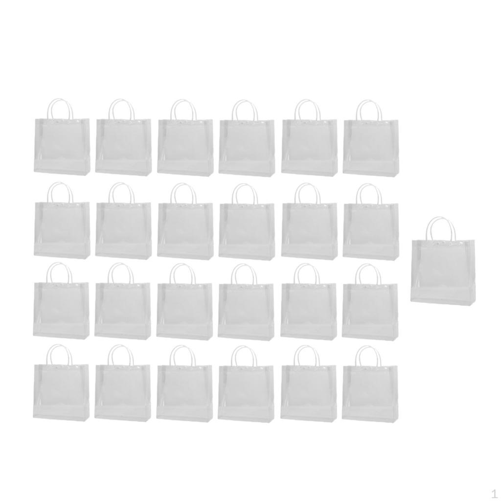 25 Pieces Clear Gift Bags Party Favor Wrap Reusable Supplies Tote for Shower Father's Day