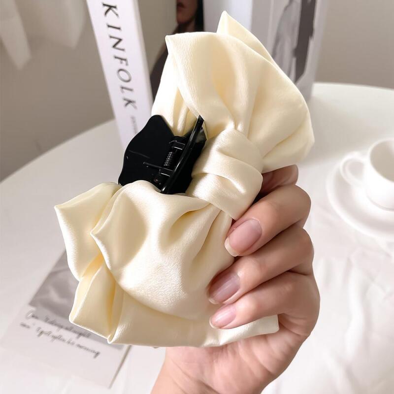 Women s Satin Black White Hairpin Clip A25581_White