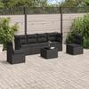 VidaXL Garden Lounge Set 7 Pcs with Cushions Black Wicker 3217375