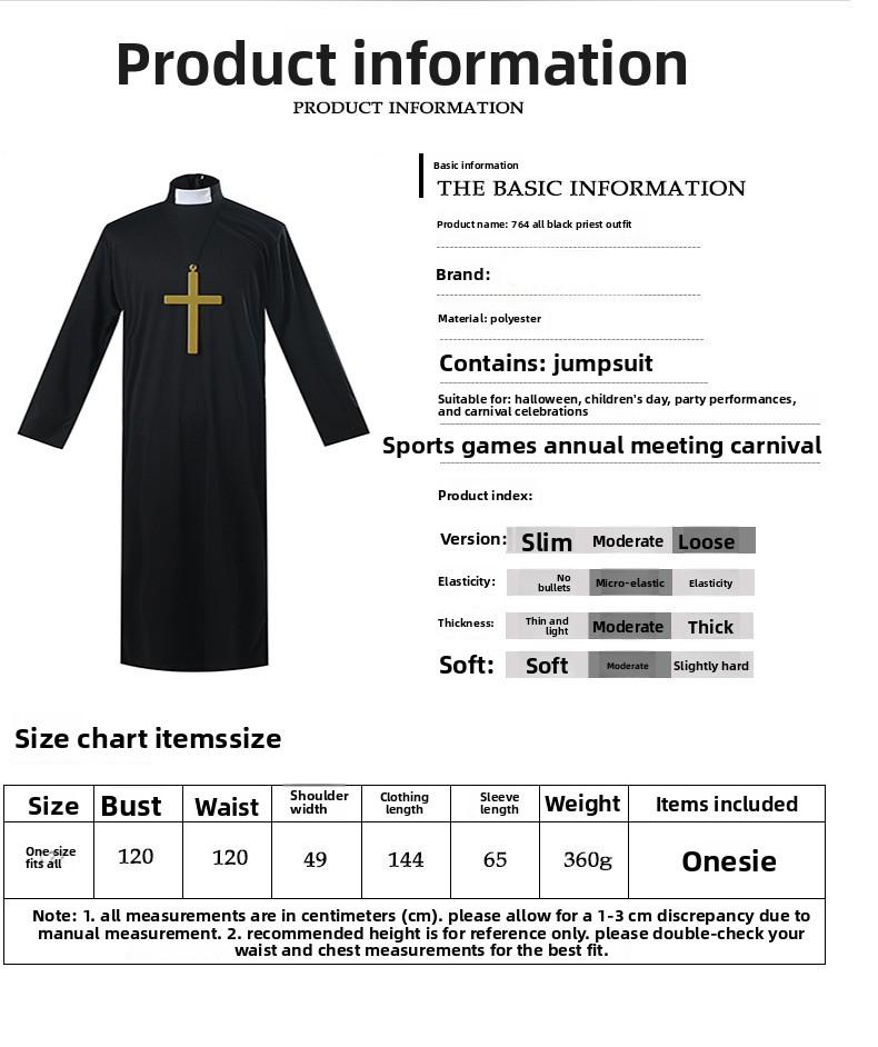 Adult Priest Nun Robe Halloween Missionary Virgin Mary Cosplay Religious Costume