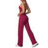 Cross-Back Halter Yoga Tank & High-Waist Wide-Leg Pants Set