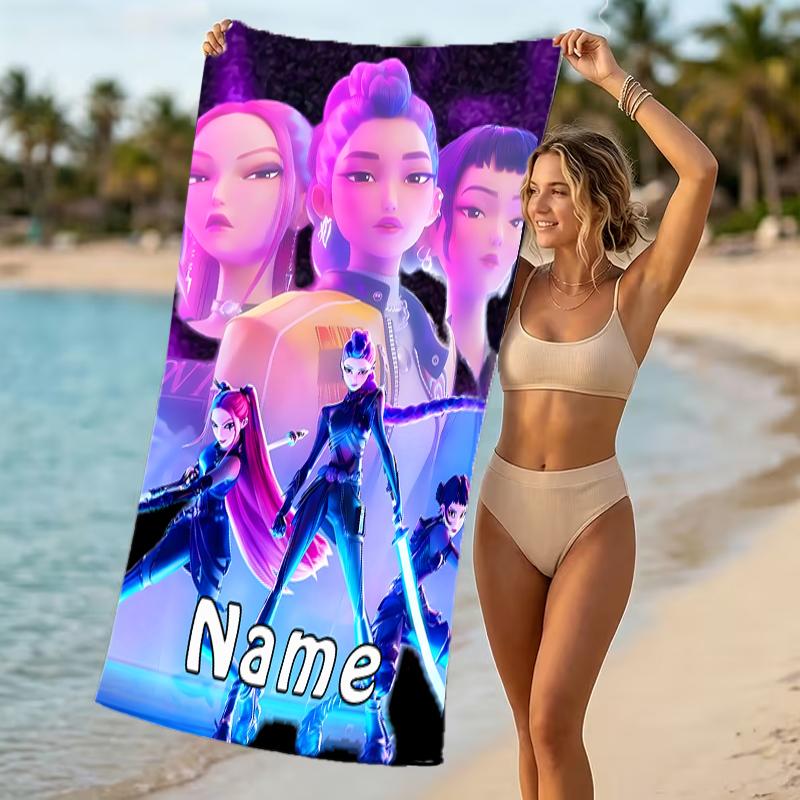 Customizable Personalized Beach Towels Kpop Demon Hunters Themed designs.Suitable for the Beach, Yoga, Sports;ideal As Beach Accessories
