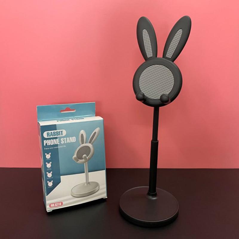 Růžový držák na telefon Stolní stojánek na mobilní telefon Pro smartphone Nastavitelná Roztomilý králíček Kreslený Stolní podpora