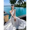 Suitable for Seaside Photos, Beautiful White Slanted Shoulder Dress, Holiday Atmosphere, Tourist Beach Dress Summer