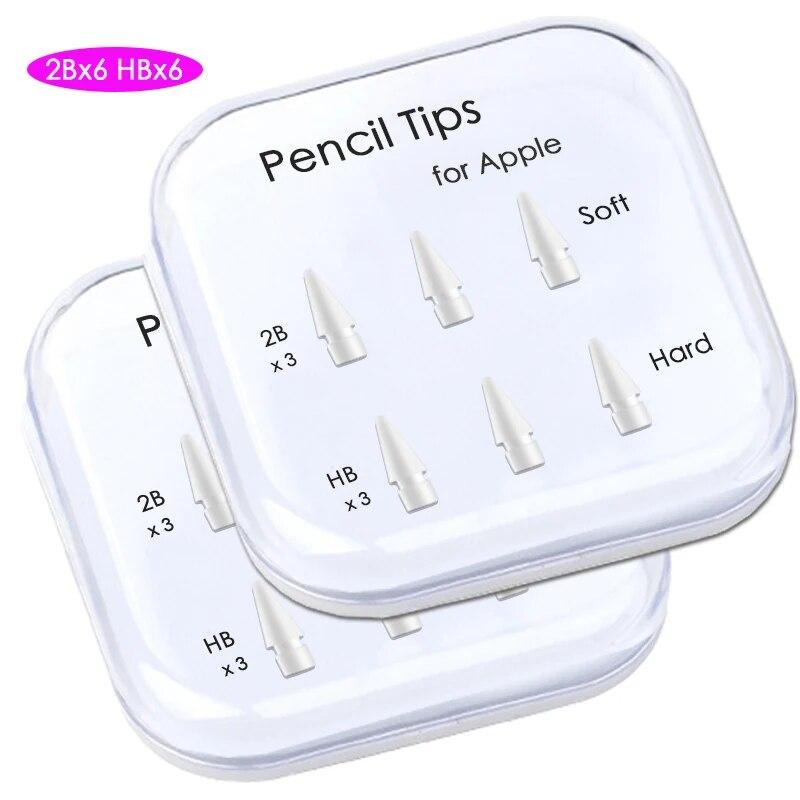 Pencil Tips for Apple Pencil 1st / 2nd Generation, Double-Layered iPad Stylus Nib, Both Soft and Hard