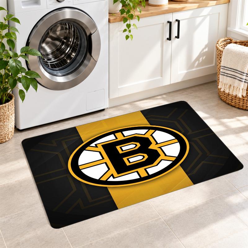 Flannel Kitchen Mat Boston Bruins Soft Area Rug Non Slip Floor Carpet Home Decoration