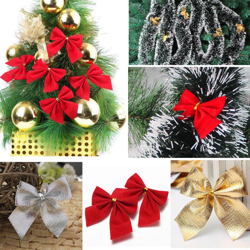 12X Christmas Tree Bow Decoration Baubles XMAS Party Garden Bows Ornament 、Pop