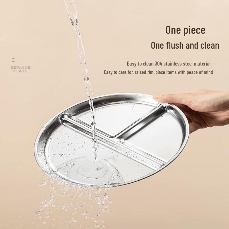 ZISIZ Stainless Steel 3-Compartment Portion Control Plate