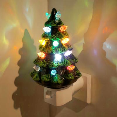 Resin Wall Plug In Night Light 360 Degree Swivel Plug Resin Vintage Night Light Hand Painted Wall Decor for Christmas Home Decor